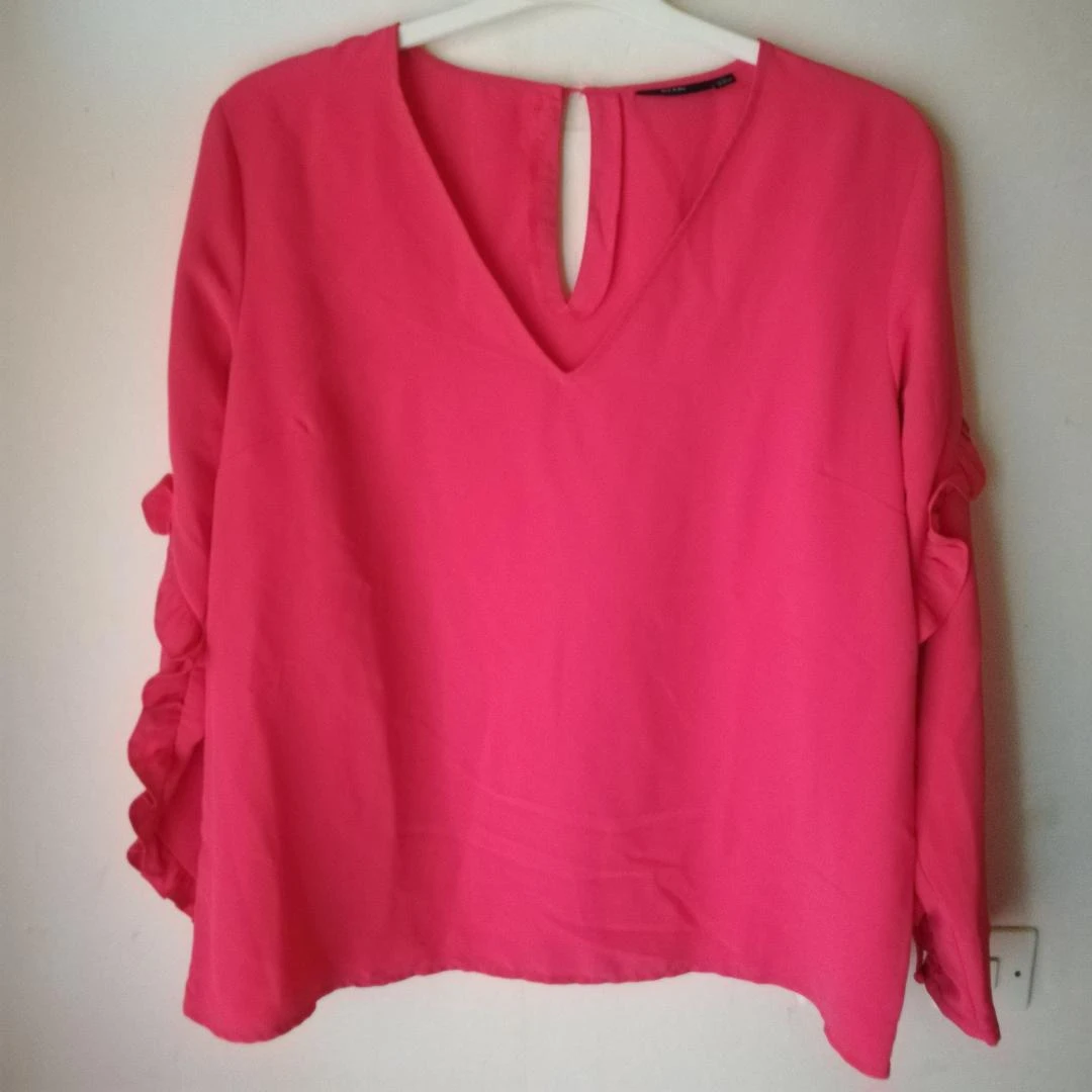 Tunique/Blouse Framboise étiquette Taille XL à manches à volants en courbe